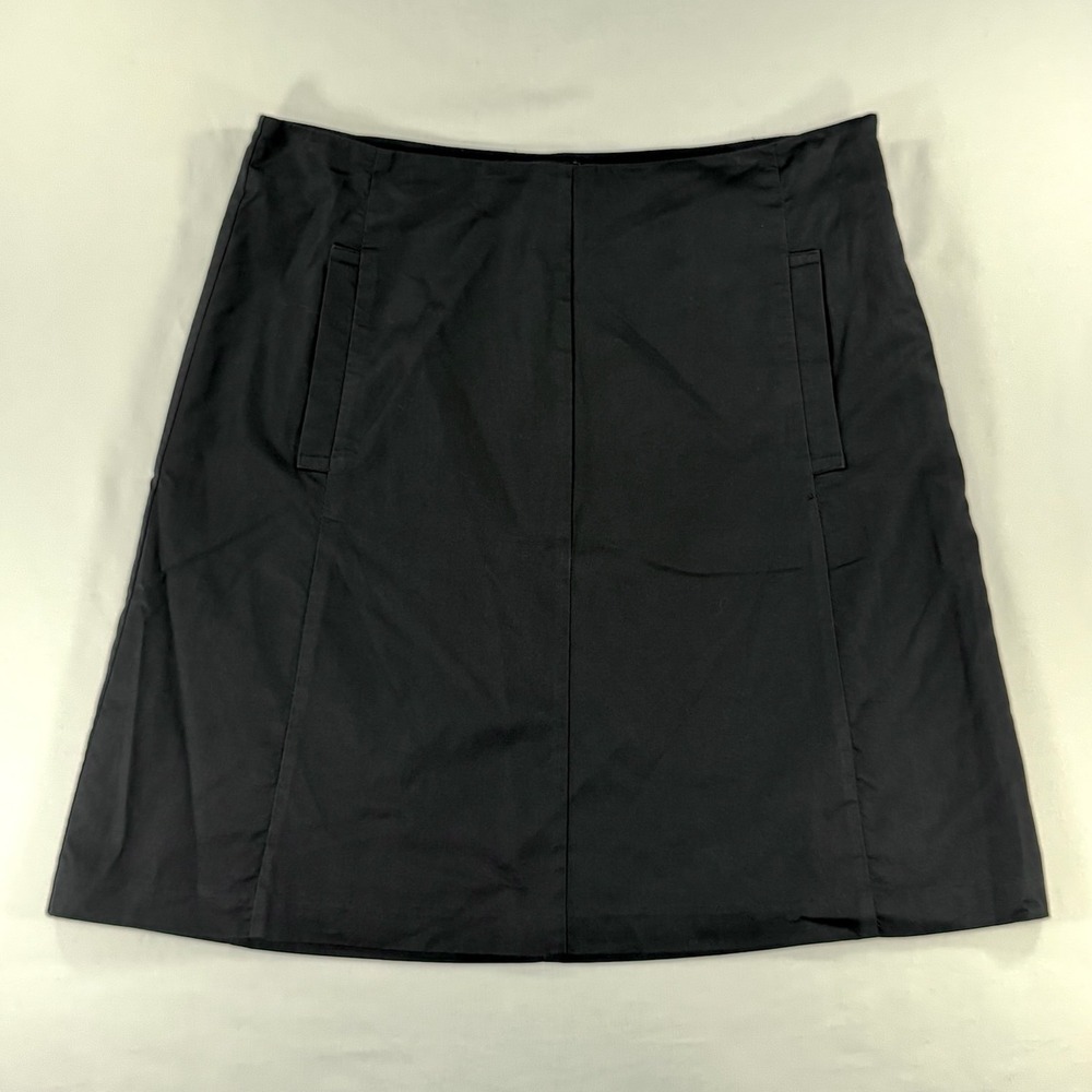 The Limited Black A-Line Skirt Side Zip Pockets Cotton Blend Size 8